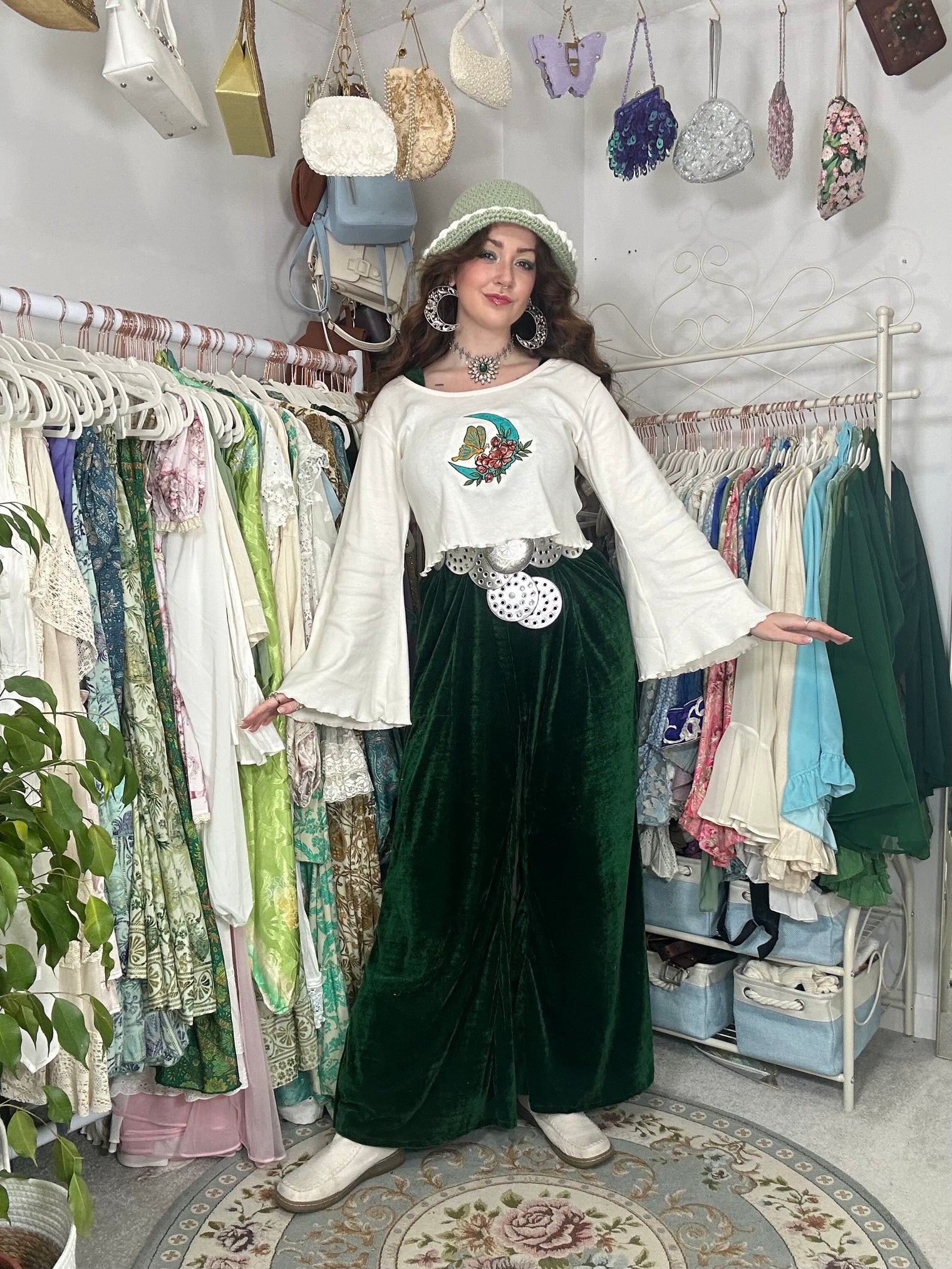 Whimsigoth Celestial Butterfly Hand Embroidered Sweater