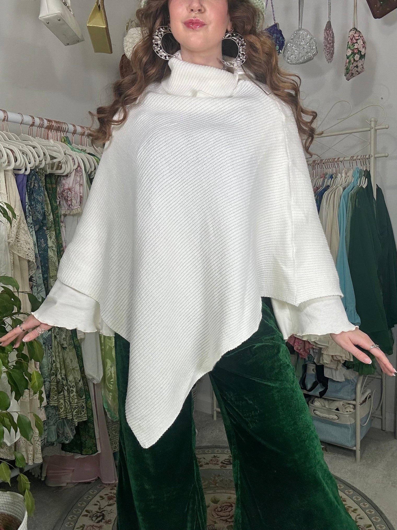 Knitted Boho Solid Ponchos