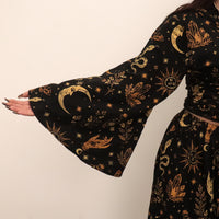 Witchy Boho Bell Sleeve Top and Wide Leg Pants Set