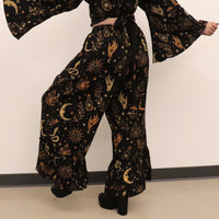 Witchy Boho Bell Sleeve Top and Wide Leg Pants Set