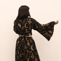 Witchy Boho Bell Sleeve Top and Wide Leg Pants Set