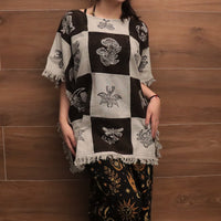 Boho Patchwork Butterfly Poncho Top with Fringe