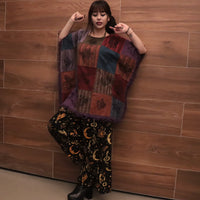 Boho Patchwork Butterfly Poncho Top with Fringe