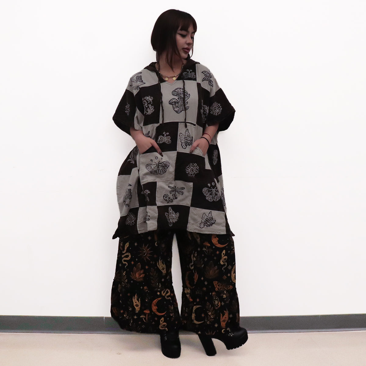 Whimsical Boho Reversible Patchwork Hoodie