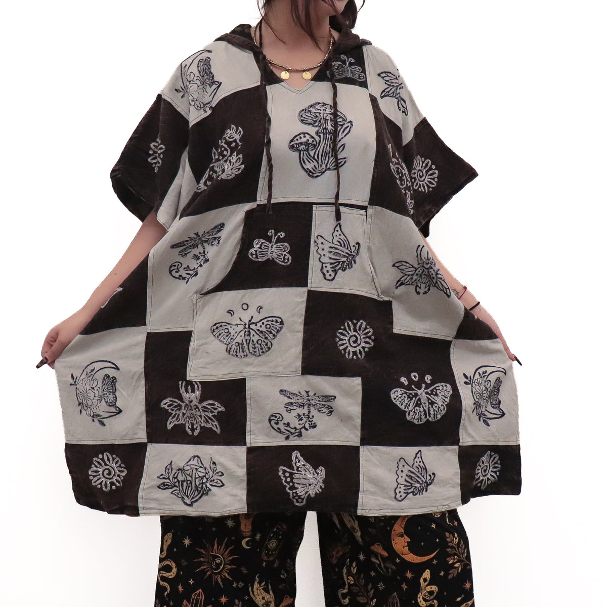 Whimsical Boho Reversible Patchwork Hoodie