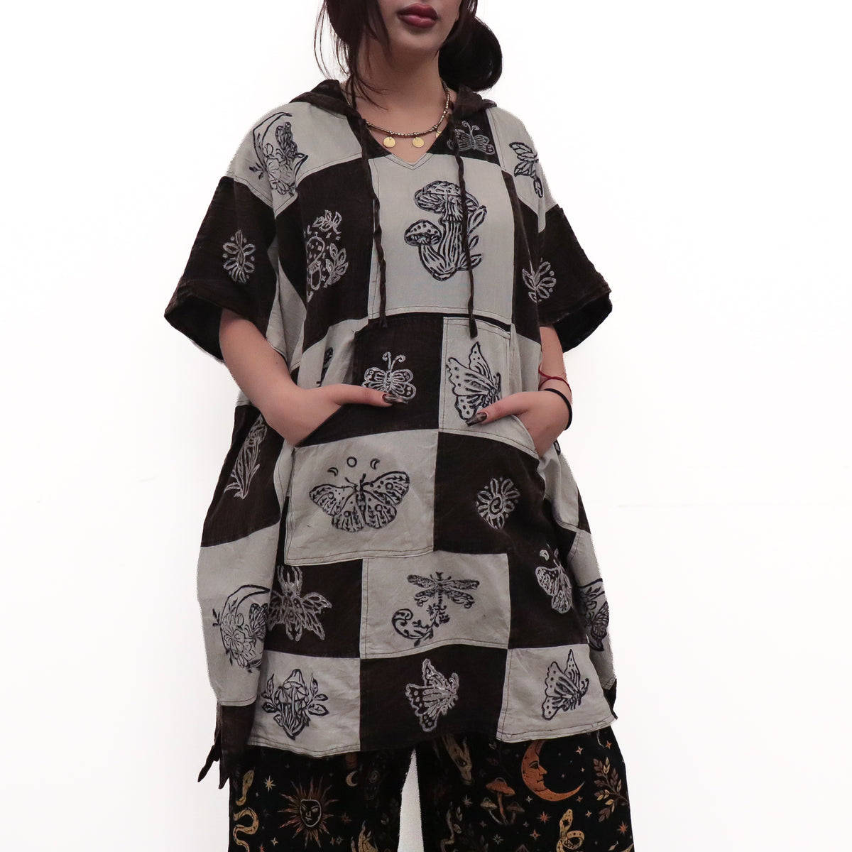 Whimsical Boho Reversible Patchwork Hoodie