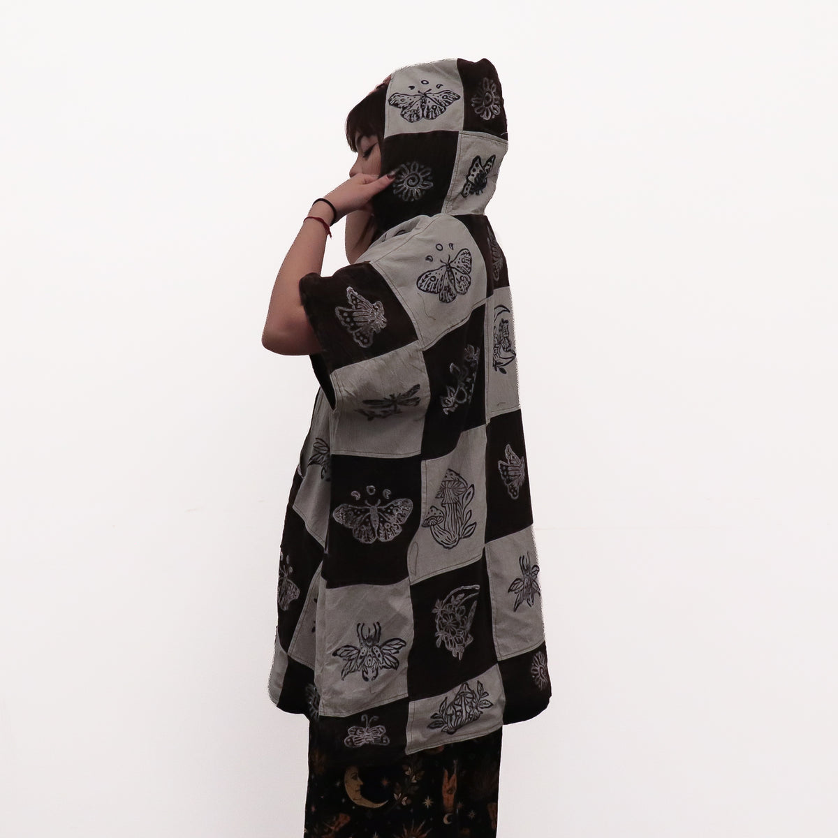 Whimsical Boho Reversible Patchwork Hoodie
