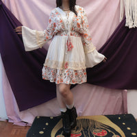 Whimsical Floral Lace Mini Dress with Shell Accents