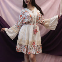 Whimsical Floral Lace Mini Dress with Shell Accents