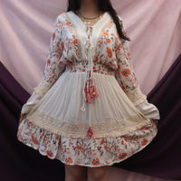 Whimsical Floral Lace Mini Dress with Shell Accents