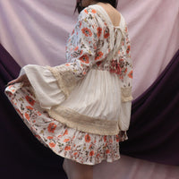 Whimsical Floral Lace Mini Dress with Shell Accents