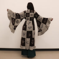 Boho Patchwork Ruffle Sleeve Long Duster