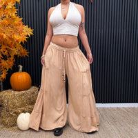 Stonewashed Boho Wide Leg Palazzo Pants