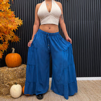 Stonewashed Boho Wide Leg Palazzo Pants