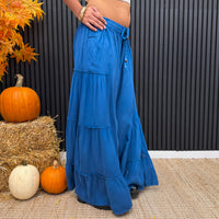 Stonewashed Boho Wide Leg Palazzo Pants