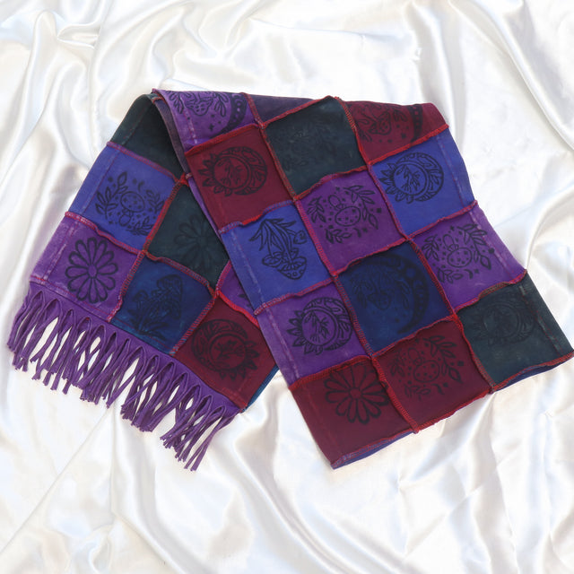 Whimsical Patchwork Fringe Scarf