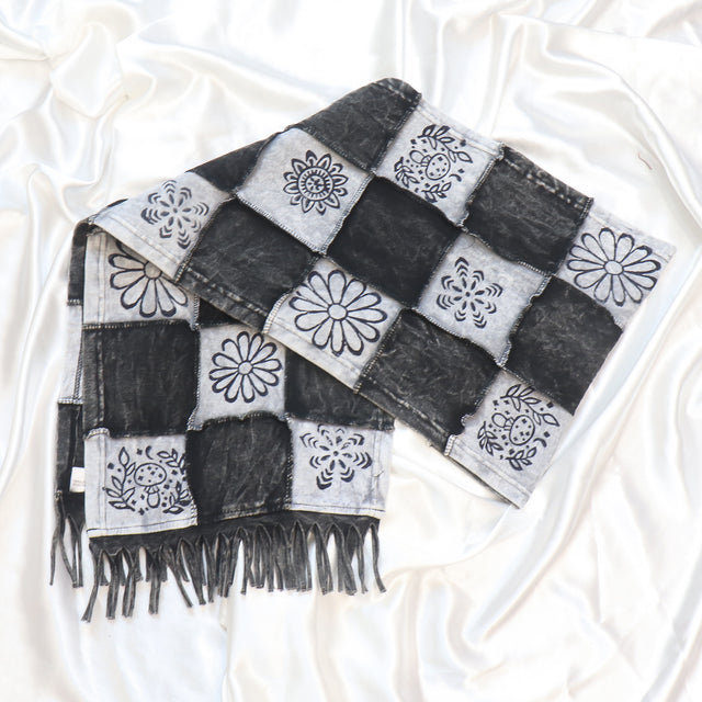 Whimsical Patchwork Fringe Scarf