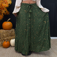 Witchy Celestial Moon & Star Maxi Skirt