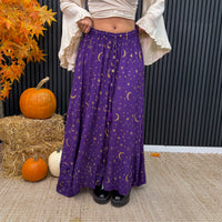 Witchy Celestial Moon & Star Maxi Skirt