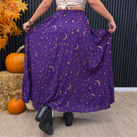 Witchy Celestial Moon & Star Maxi Skirt