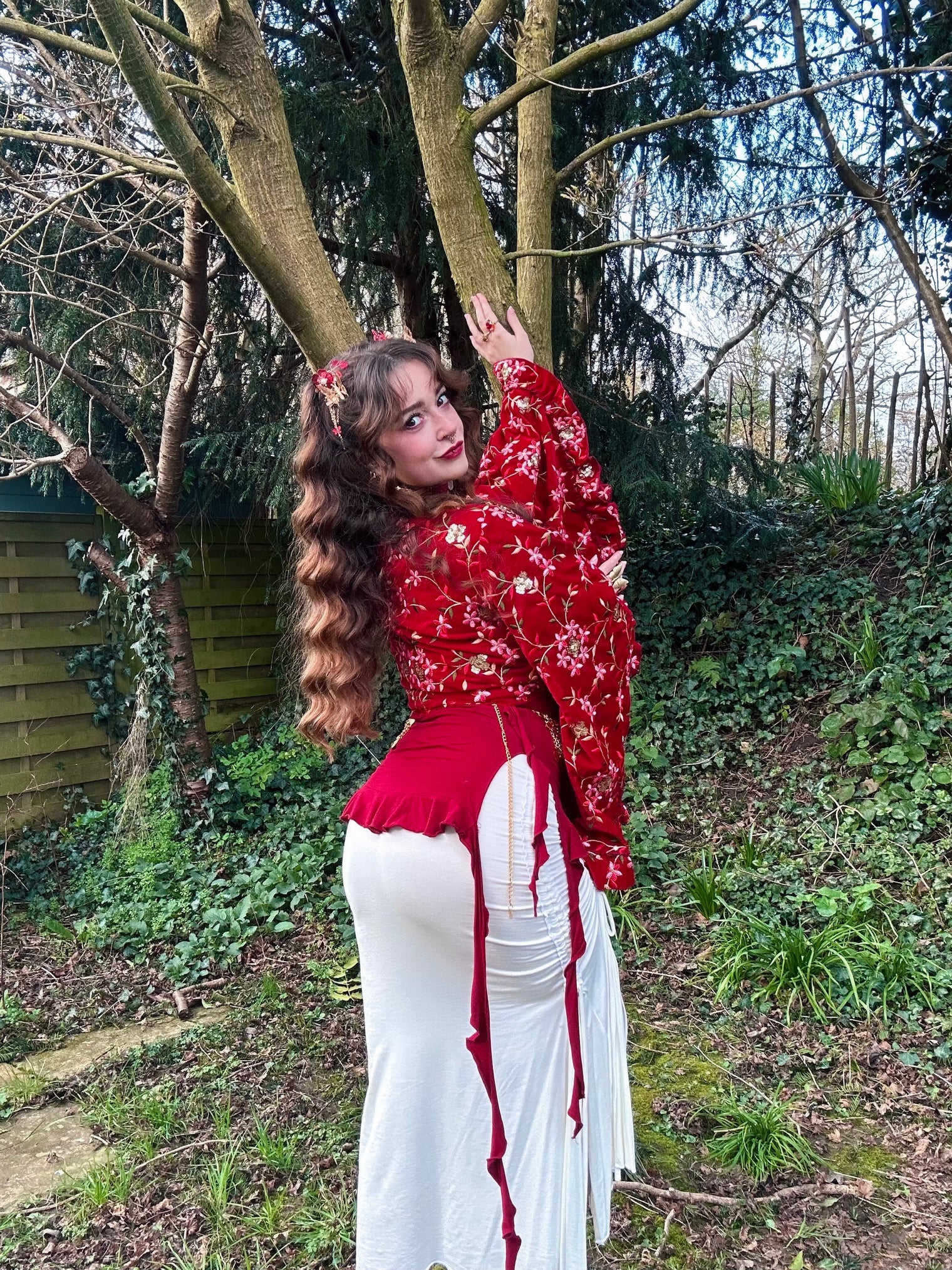 Ember Velvet Hand Embroidered Wrap Top