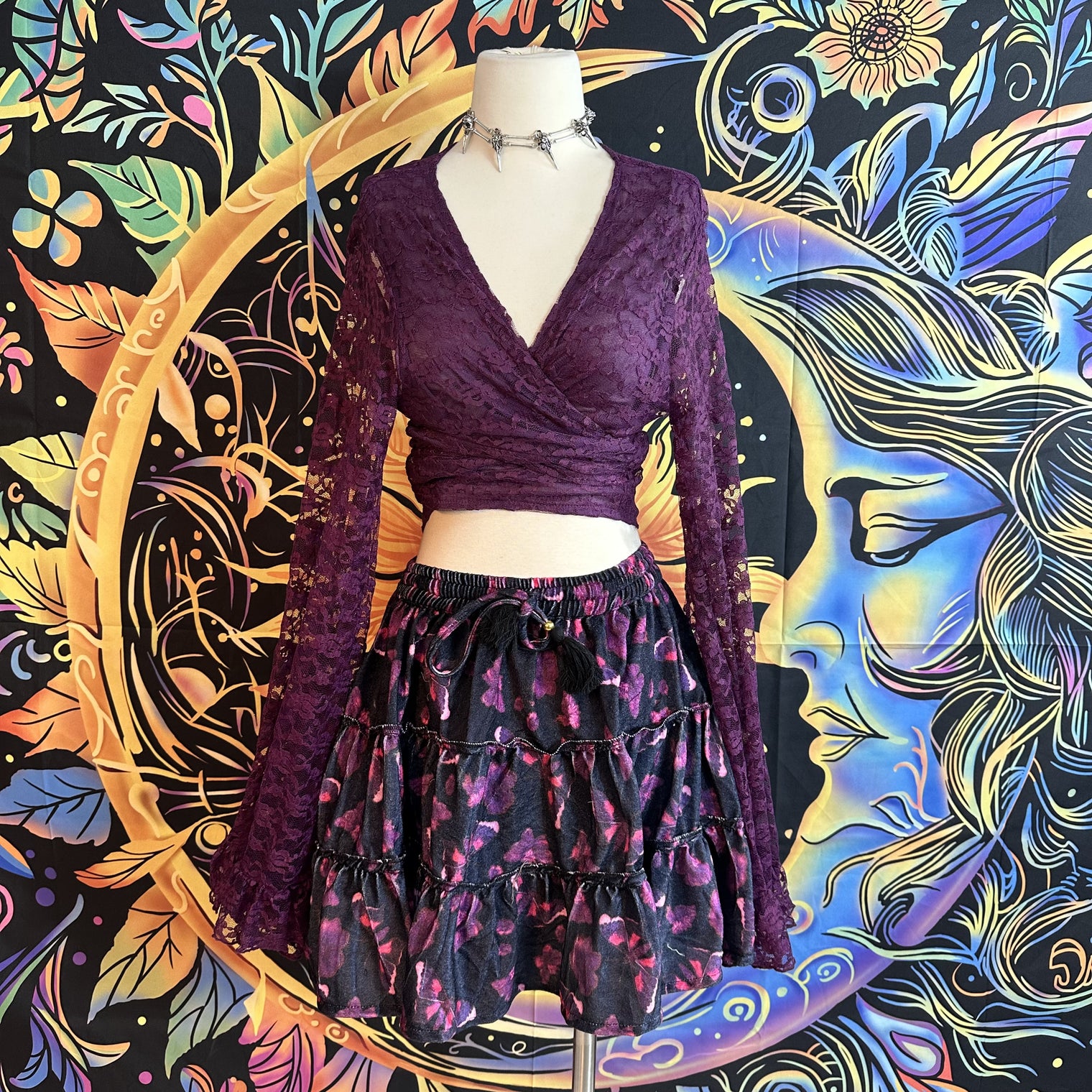 Flowy Velvet Mini Tiered Skirt with Pockets