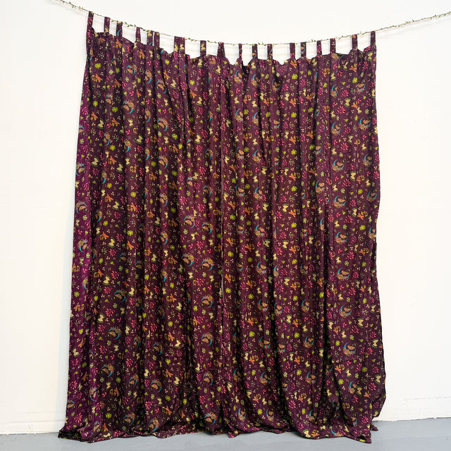 Cottagecore Floral Curtain Panel with Butterflies
