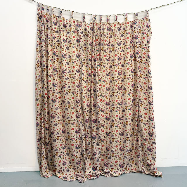Cottagecore Floral Curtain Panel with Butterflies