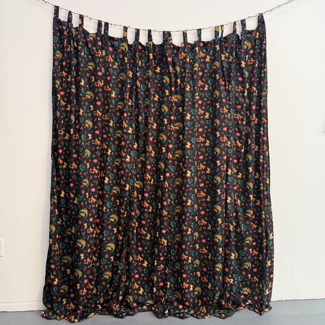 Cottagecore Floral Curtain Panel with Butterflies