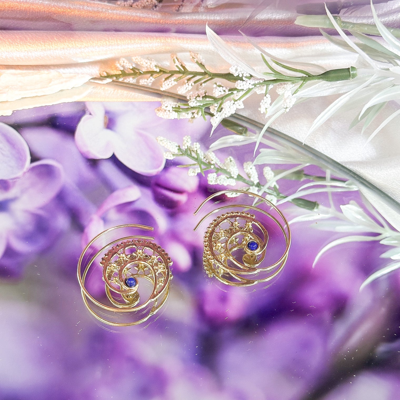 Boho Spiral Gold Plated Crystal Earring