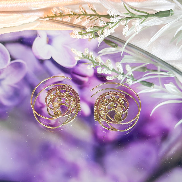 Boho Spiral Gold Plated Crystal Earring