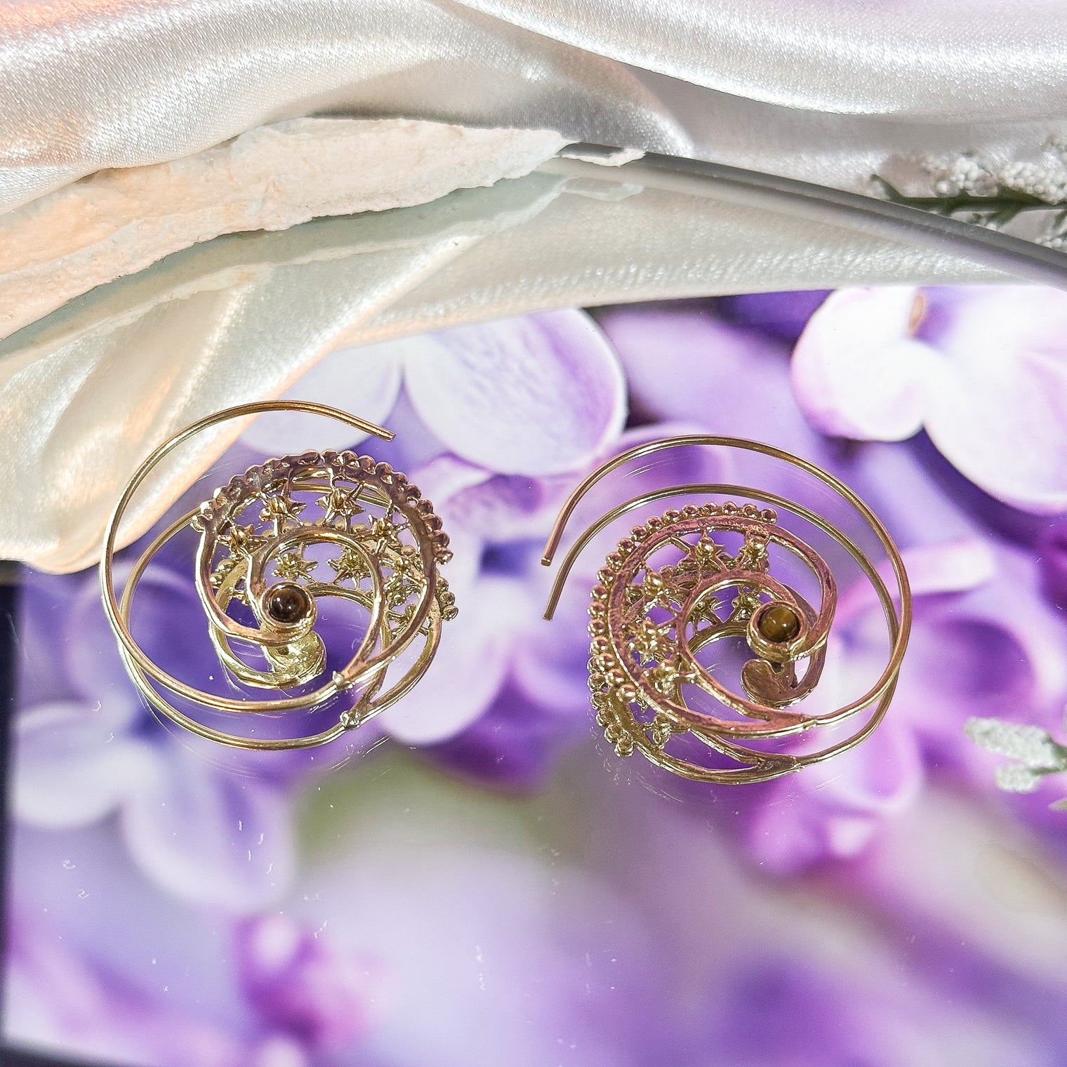 Boho Spiral Gold Plated Crystal Earring