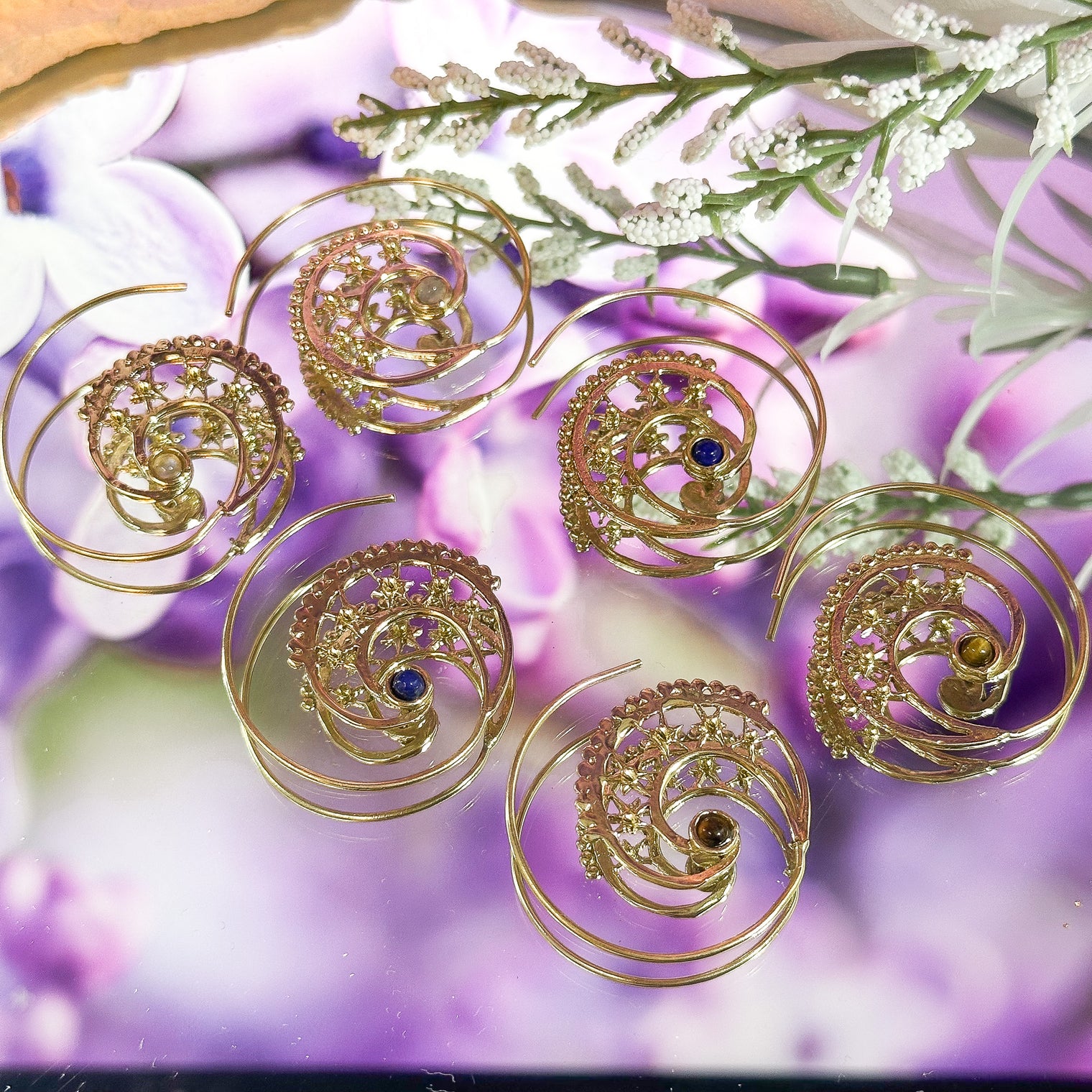 Boho Spiral Gold Plated Crystal Earring