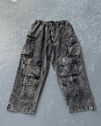 Stonewashed Cotton Cargo Utility Pants with Pockets