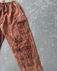 Stonewashed Cotton Cargo Utility Pants with Pockets