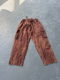 Stonewashed Cotton Cargo Utility Pants with Pockets