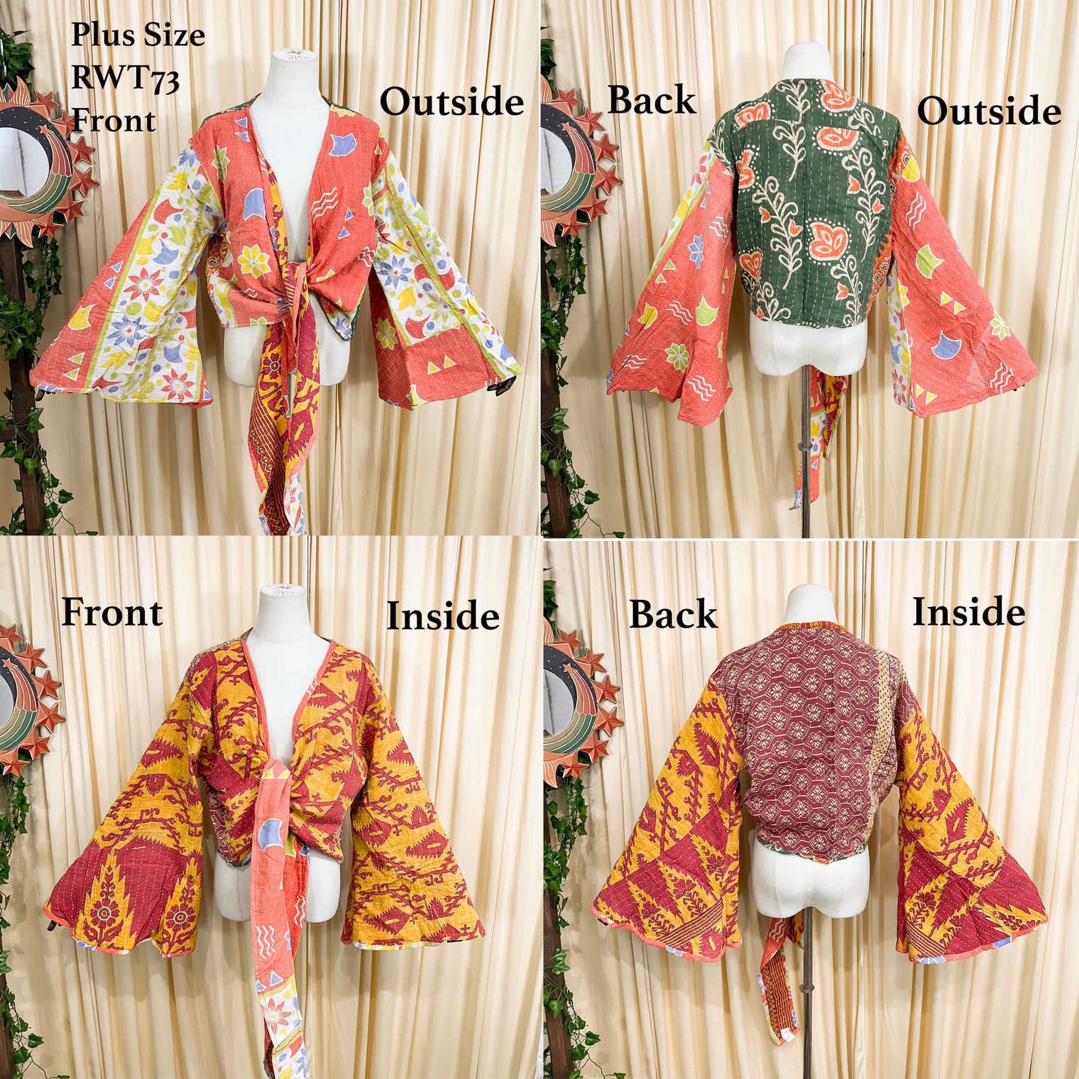 Kantha Plus Size Reversible Wrap Top