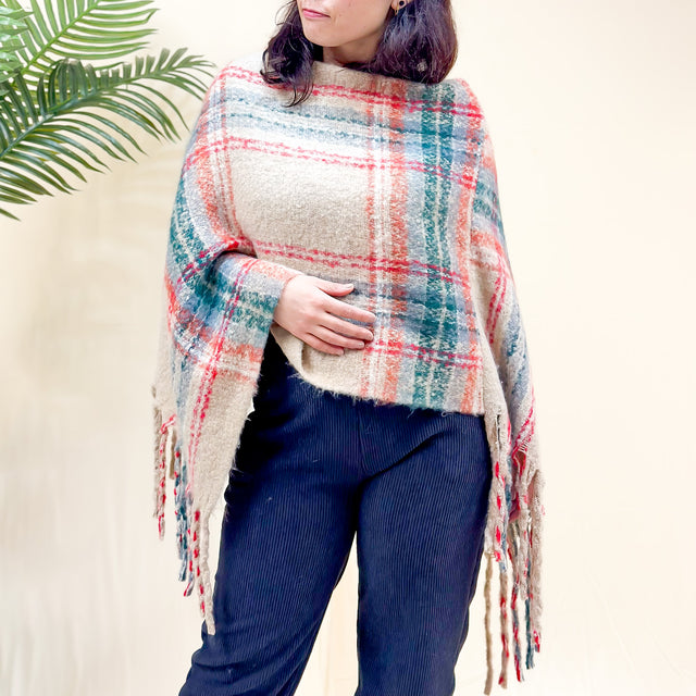 Plaid Winter Oversized  Poncho/Wrap