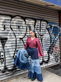 Denim Tiered Wide Leg Pants