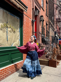 Denim Tiered Wide Leg Pants