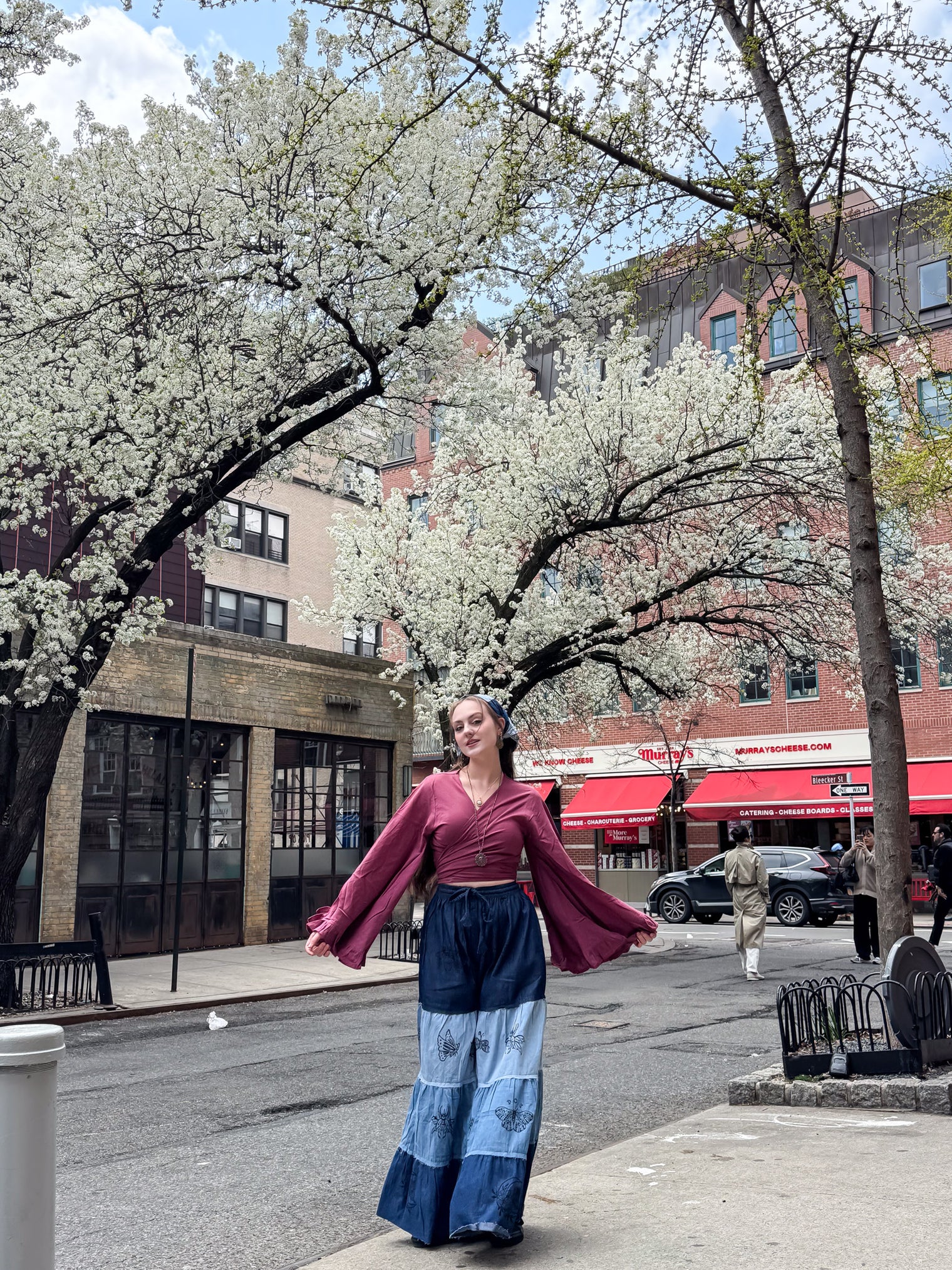 Denim Tiered Wide Leg Pants