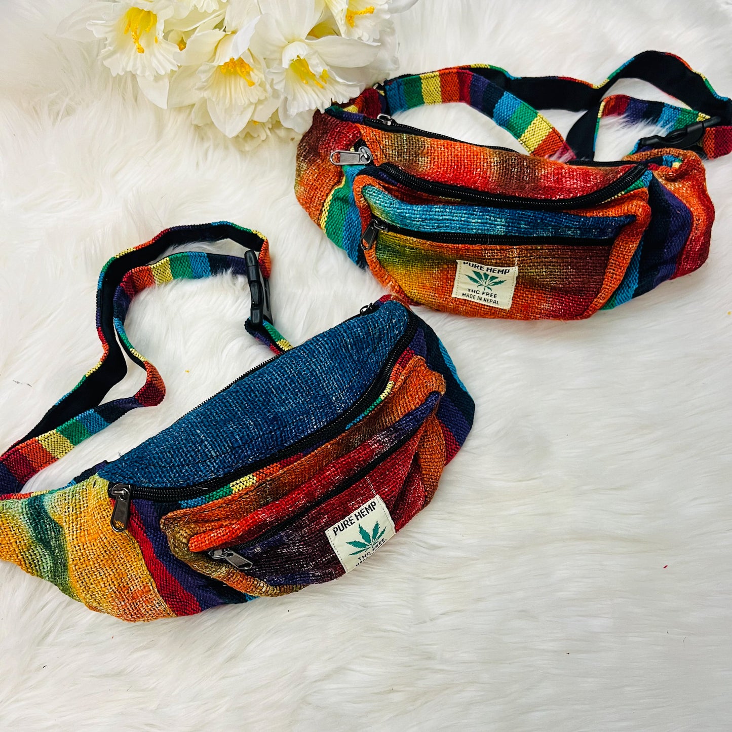 Handmade Tie Dye Hemp Unisex Fanny Pack