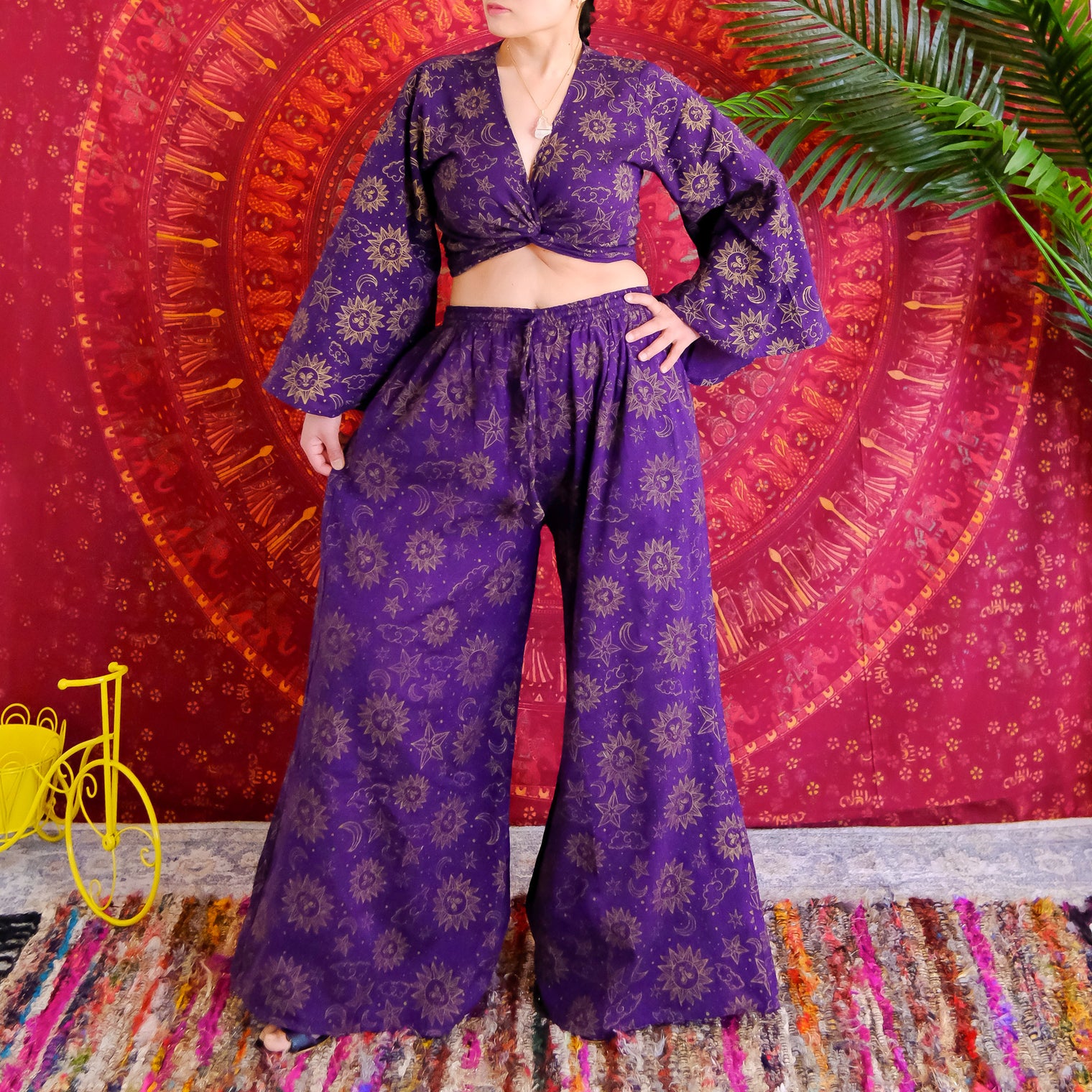 Sun/Moon Celestial Palazzo Pant with Flare Sleeve Top