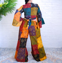 Celestial Patchwork Palazzo Pant with Flare Sleeve Top