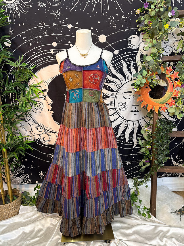 Patchwork Flowy Maxi Dress