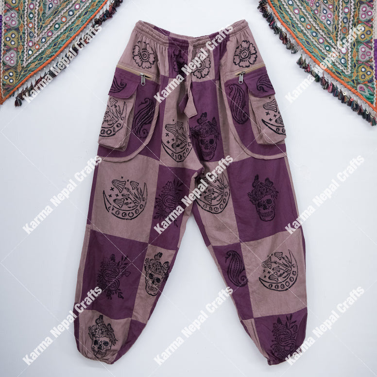 Patch Cotton Gothic Style Unisex Pants