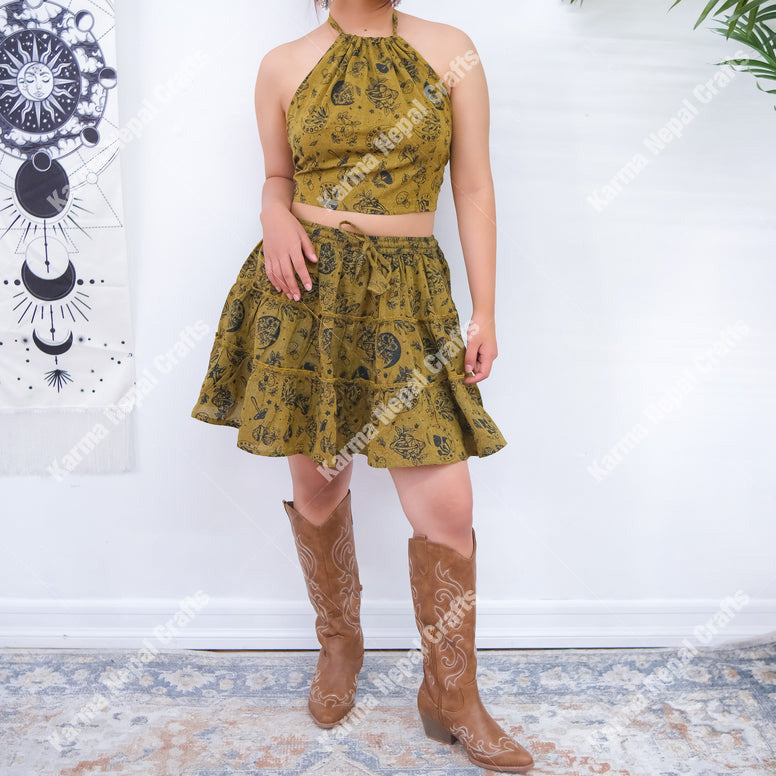 Cotton Mini Skort Set with Halter Top