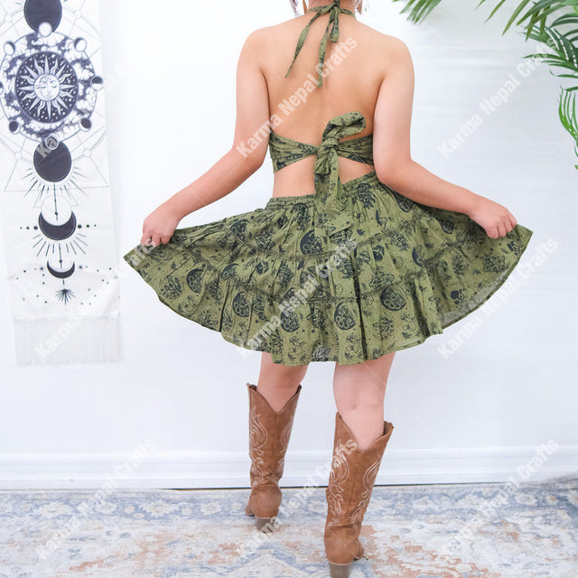 Cotton Mini Skort Set with Halter Top