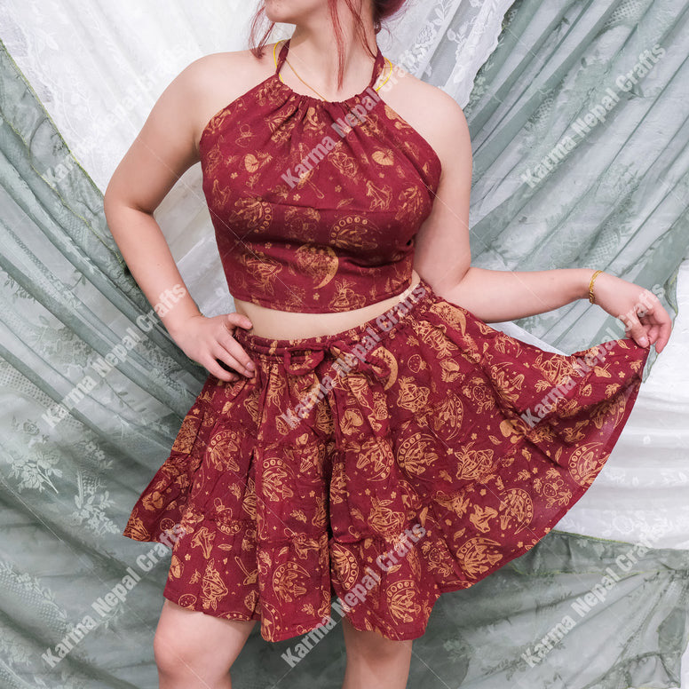 Cotton Mini Skort Set with Halter Top