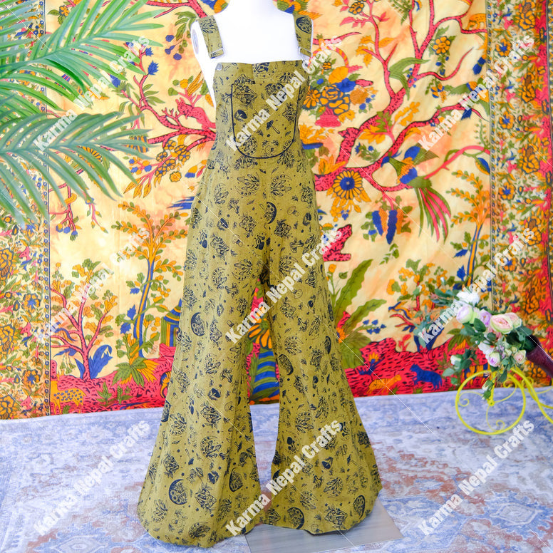 Magical Celestial/Mushroom Bell Bottom Jumpsuit